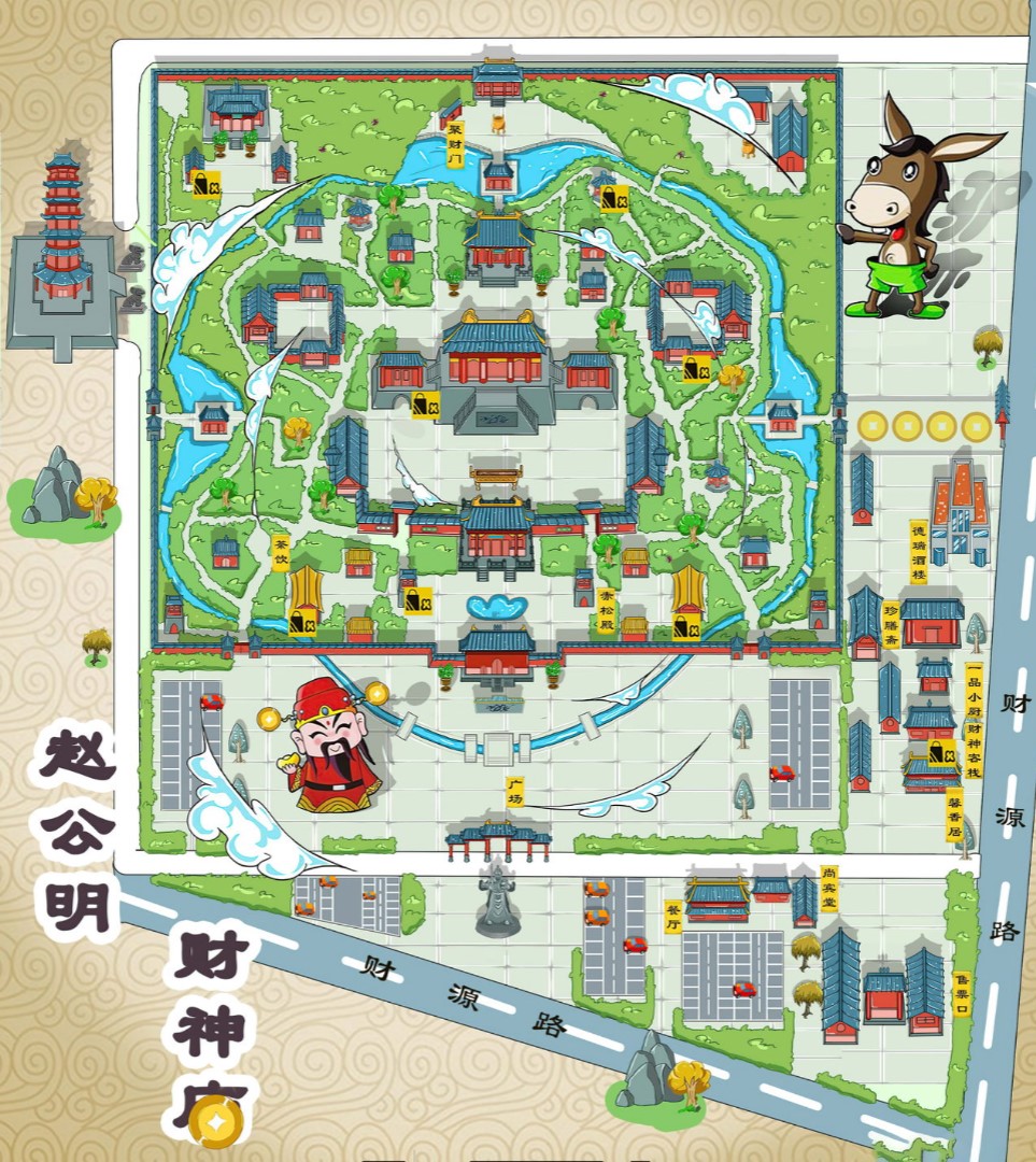 黄骅寺庙类手绘地图